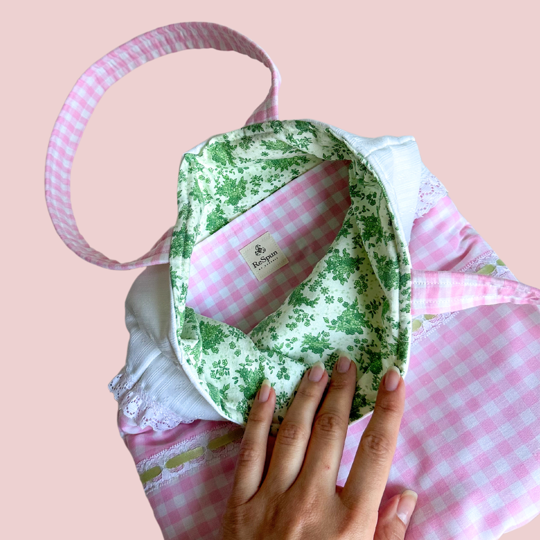 Pink Gingham Small Tote Bag