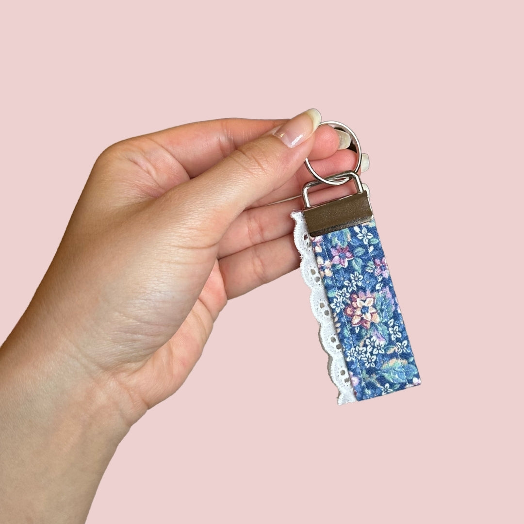 Blue and Green Floral Mini Keychain
