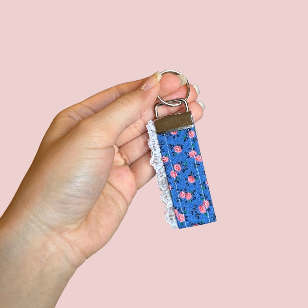 Blue Floral Mini Keychain