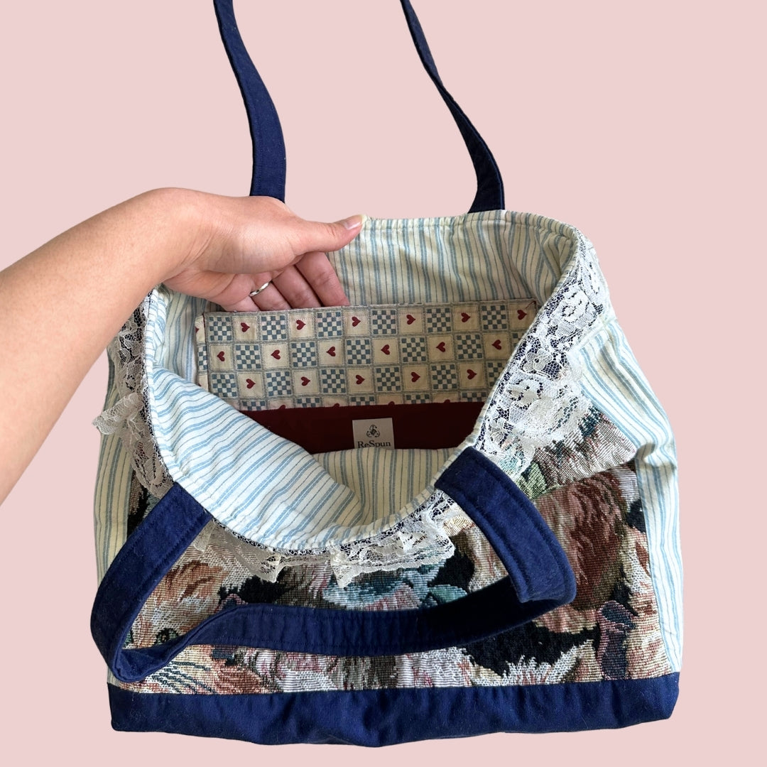 Vintage Cats Upholstery Fabric Tote Bag