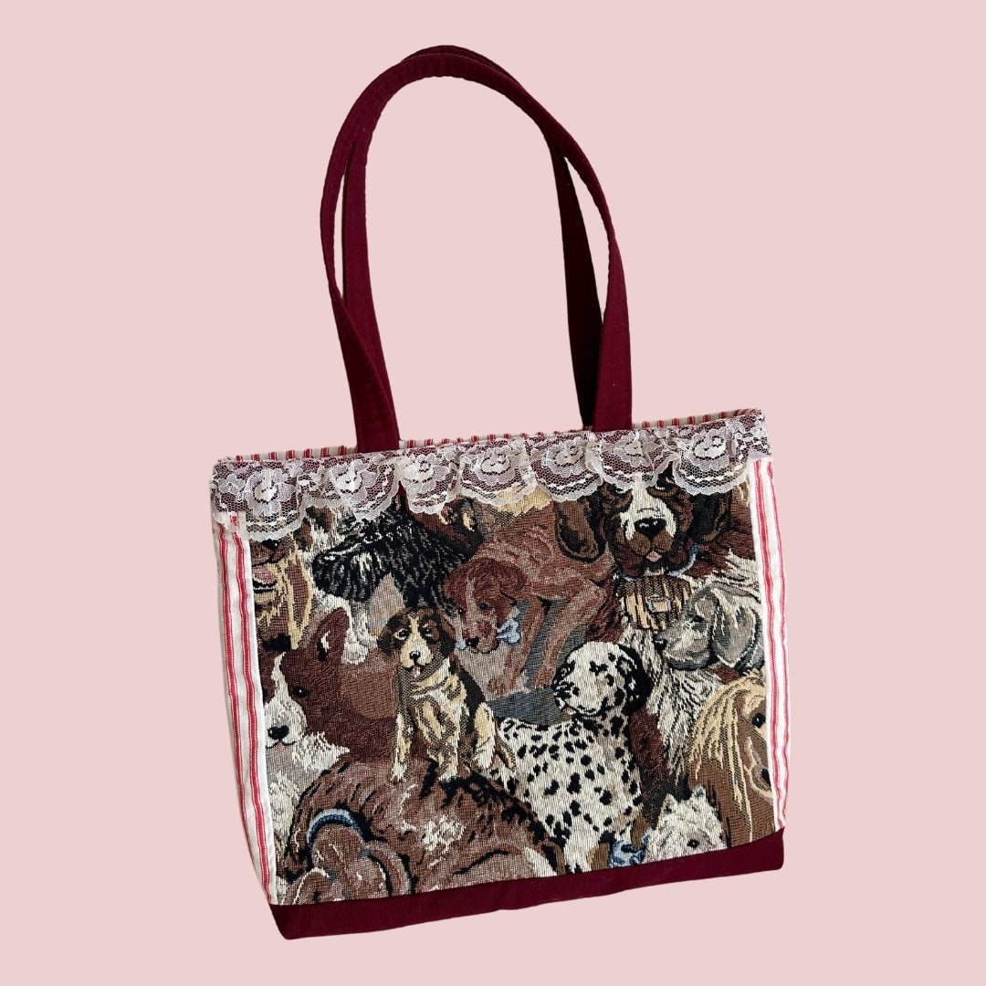 Vintage Dogs Upholstery Fabric Tote Bag