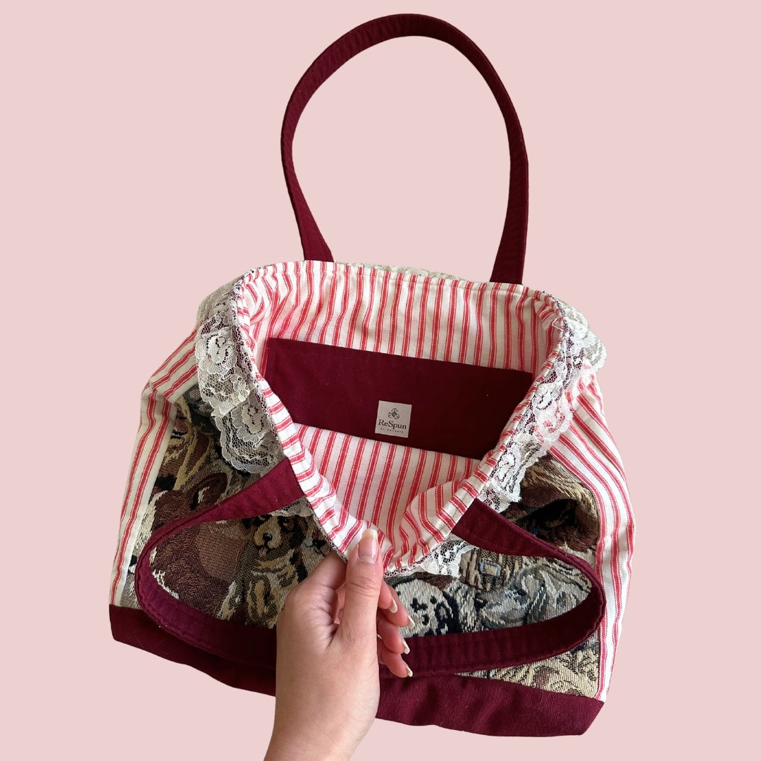 Vintage Dogs Upholstery Fabric Tote Bag