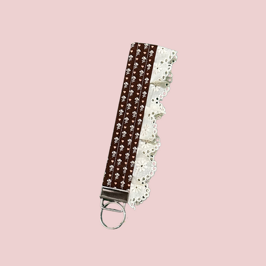 Cute Brown Lace Wristlet Keychain