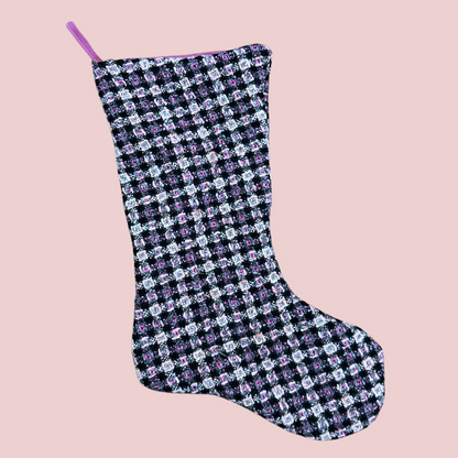 Purple Check Tweed Knit Stocking