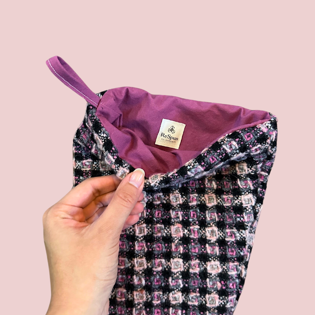 Purple Check Tweed Knit Stocking