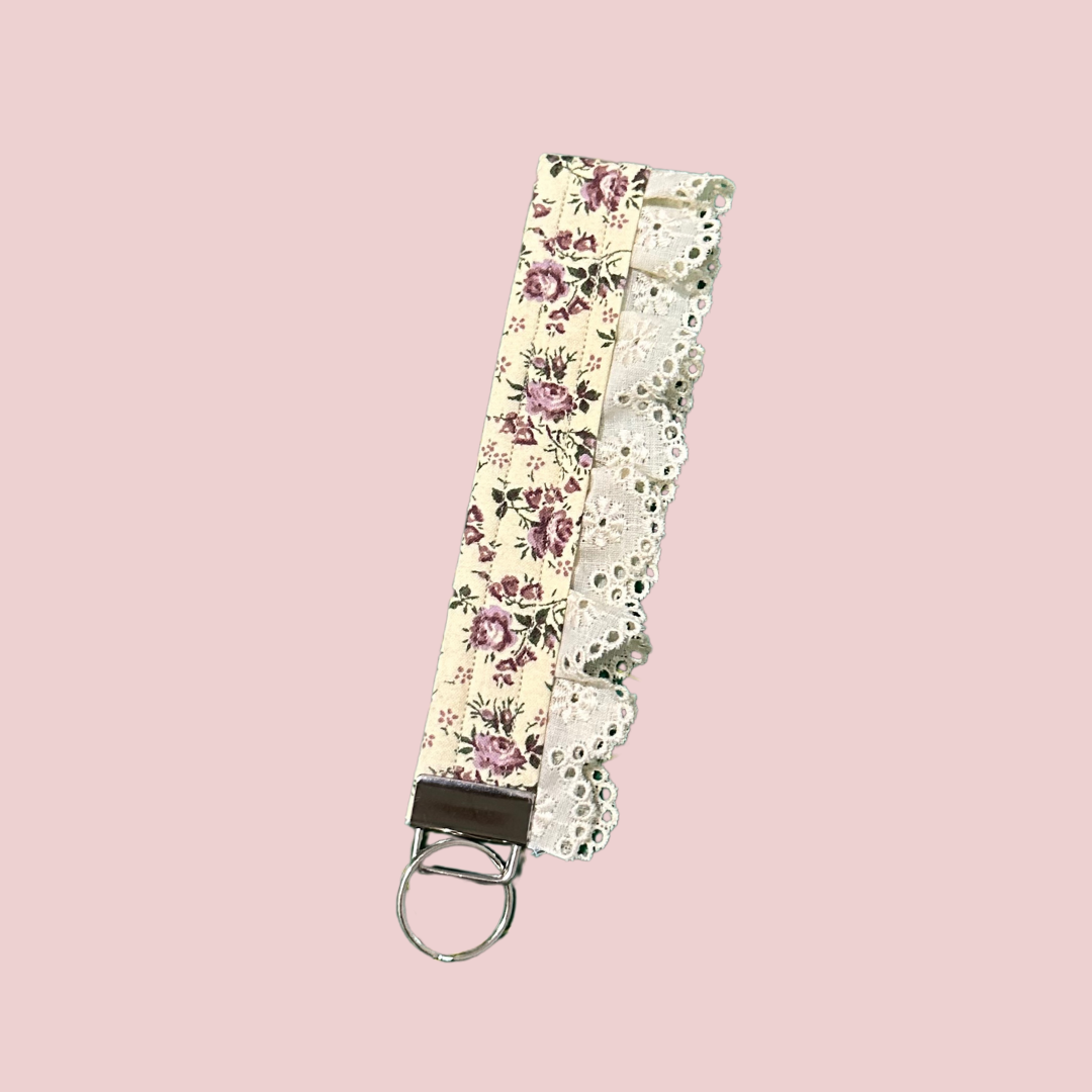 Vintage Roses Lace Wristlet Keychain