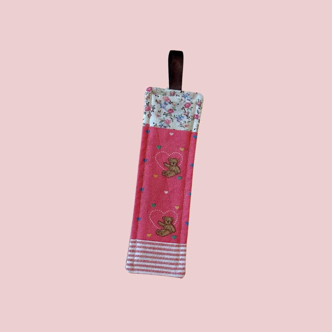 Pink Bears Patchwork Fabric Bookmark