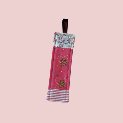 Pink Bears Patchwork Fabric Bookmark