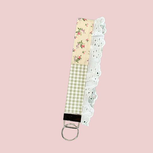 Sweet Patchwork Lace Wristlet Keychain