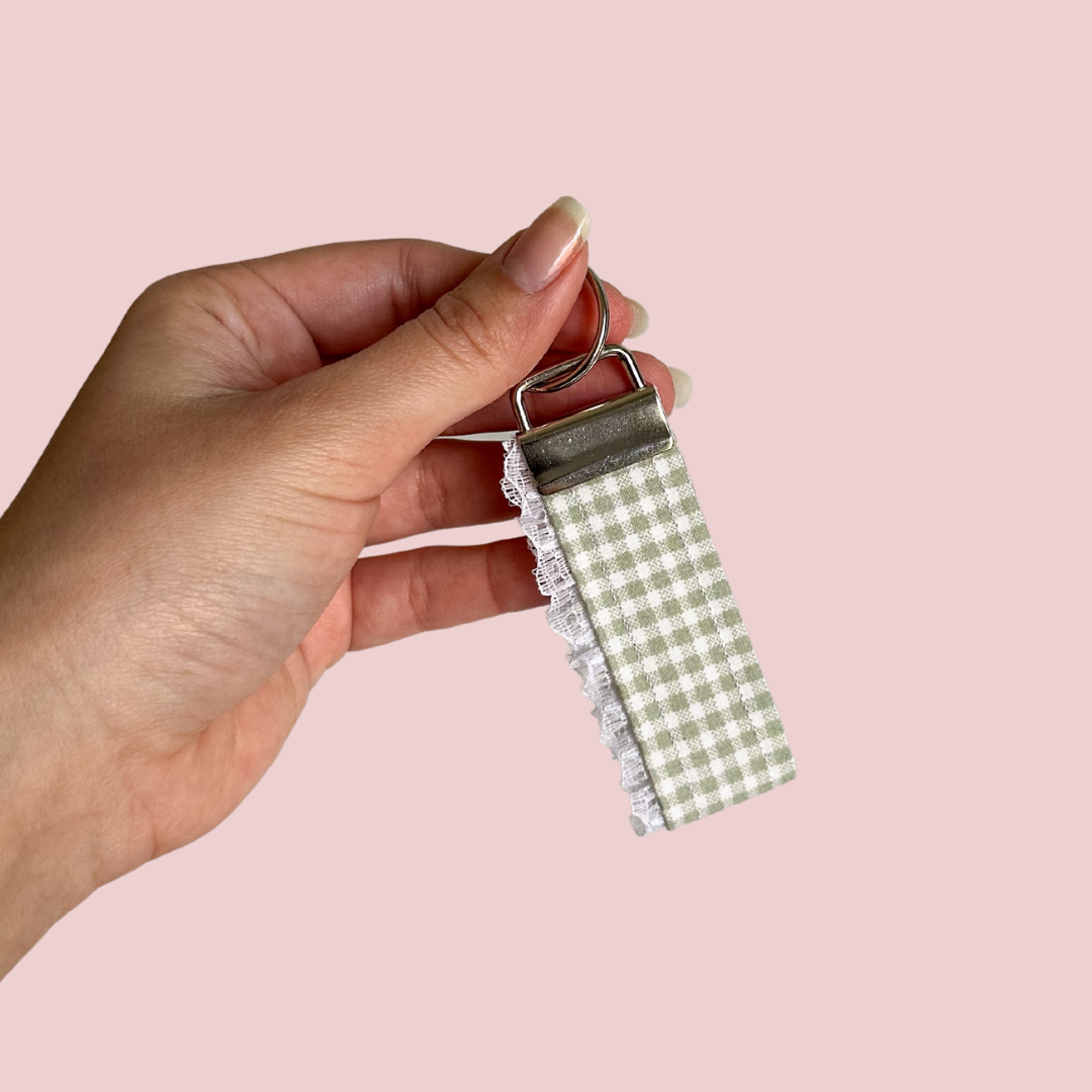 Green Gingham Mini Keychain