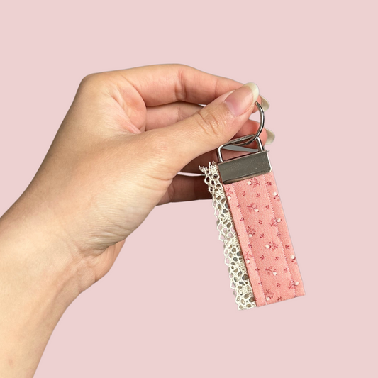 Peachy Floral Lace Mini Keychain