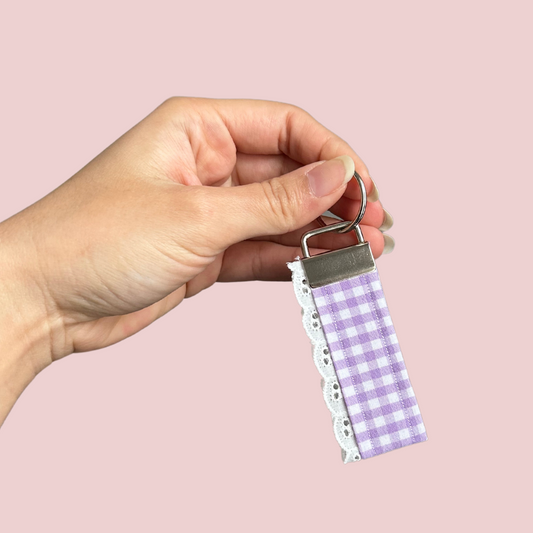 Purple Gingham Lace Mini Keychain