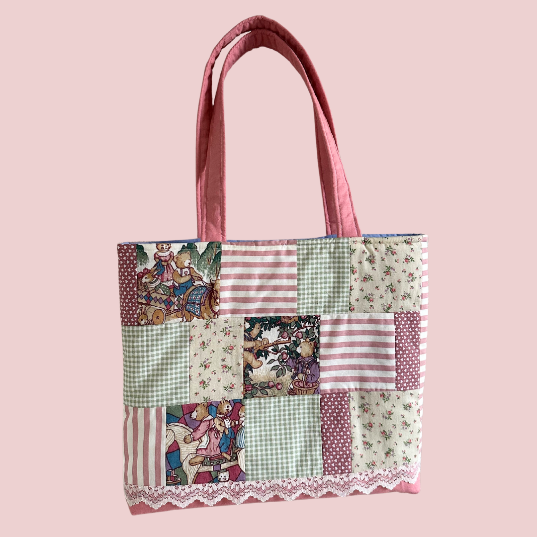 Smitten Kitten Patchwork Tote Bag